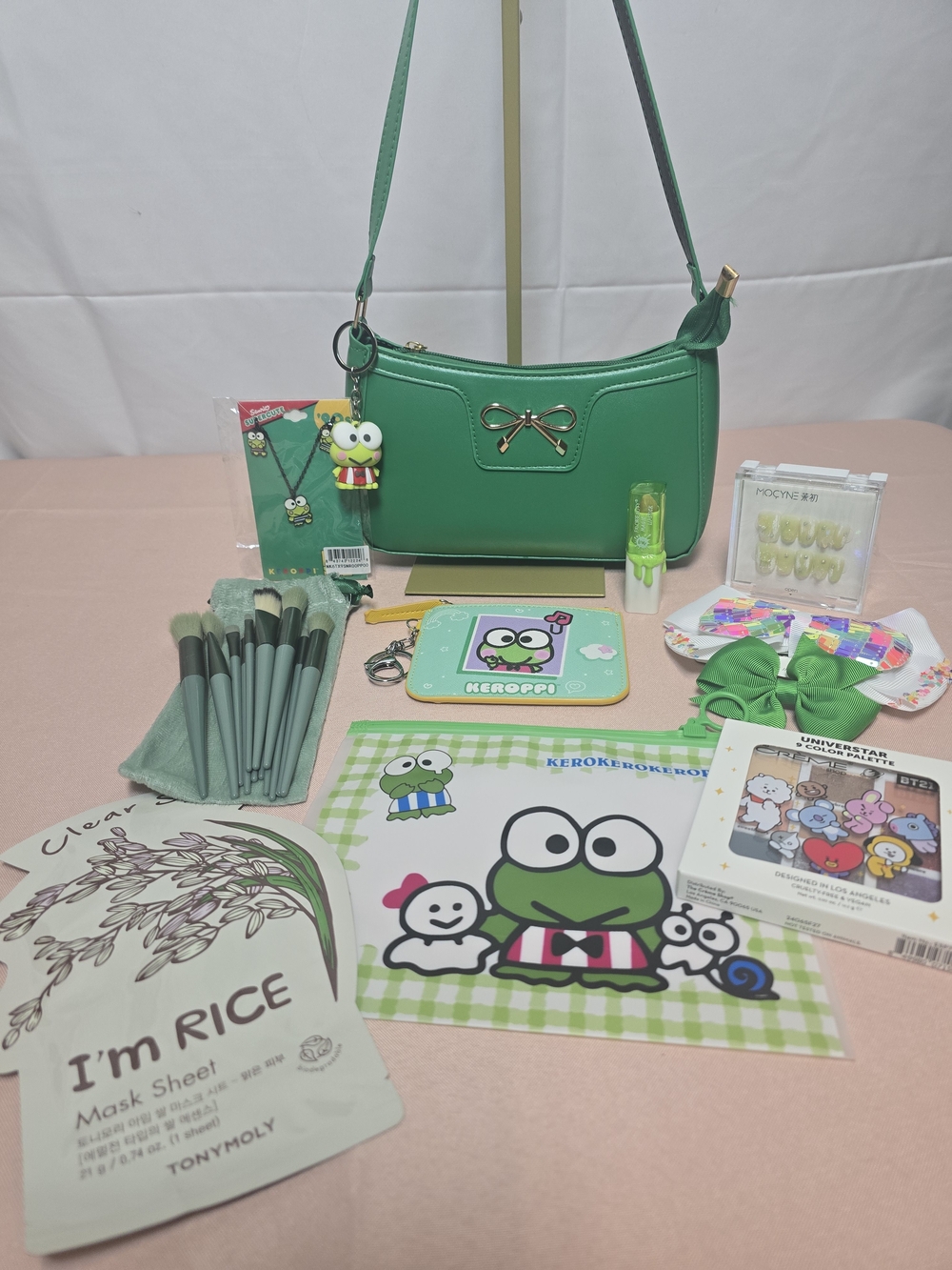 Mega Keroppi Teens Shoulder Bag Beauty and Accessory Gifting Bundle